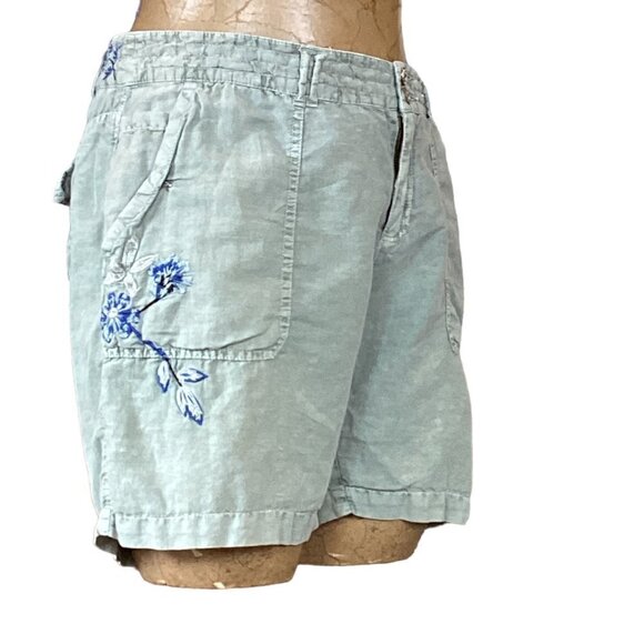 Sundance Kennebunk Linen-Cotton Embroidered Cargo Shorts Sz 10 Green #272D - Picture 5 of 16